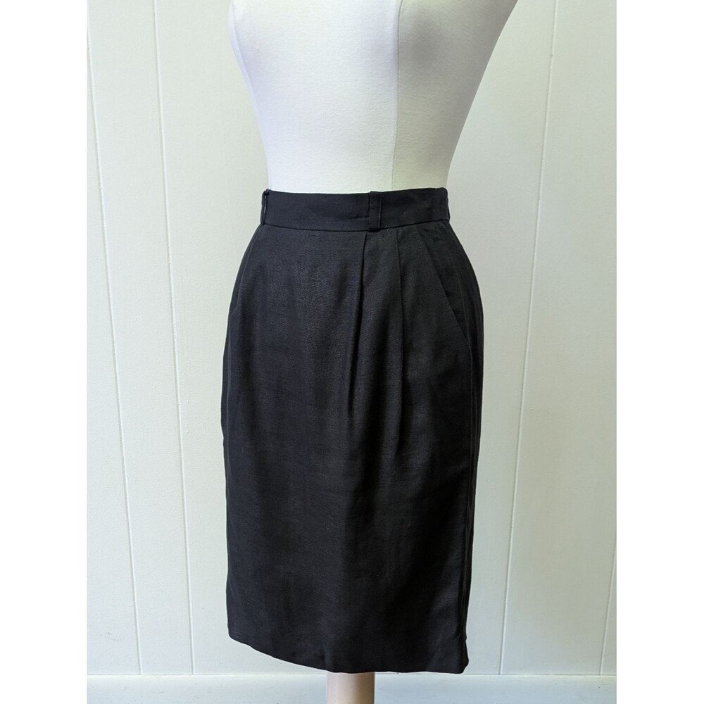 Vintage Black Linen Pencil Skirt by Lord & Taylor Size 6